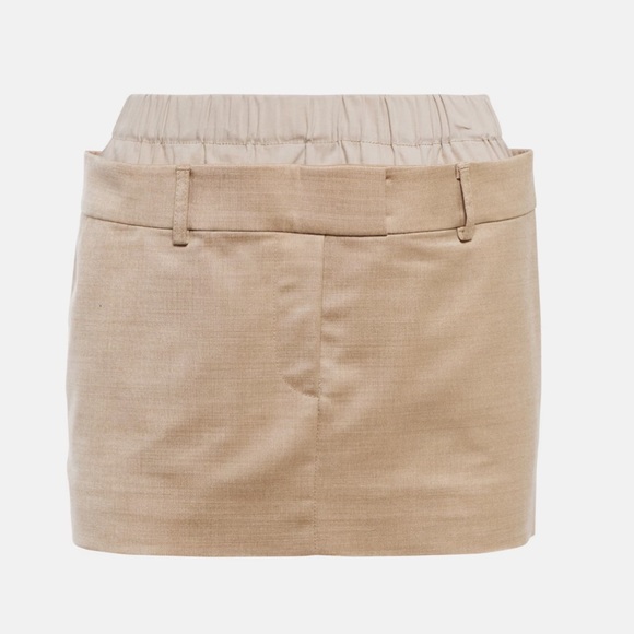 AYA MUSE Wool-Blend Beige Miniskirt - Picture 1 of 2